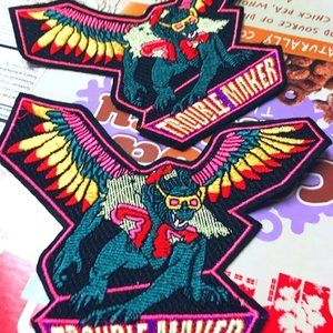 2-PACK FLYING MONKEY BADGES WIZARD OF OZ PATCHES EMBROIDERED SEWING APPLIQUES